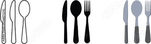 minimal, silhouette and realistic cutlery vector set knife fork spoon ai eps jpeg png