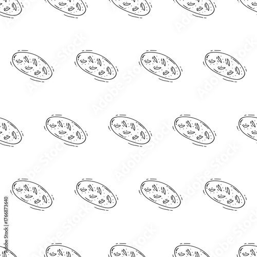 Hand Drawn Bread seamless pattern. Doodle Bakery pattern background