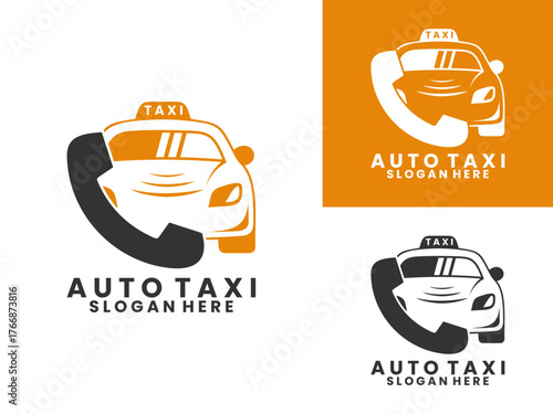 Auto taxi call logo design vector template. Call Taxi logo design