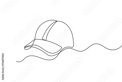 Continuous one line baseball cap minimalist outline vector illustration isolated design
