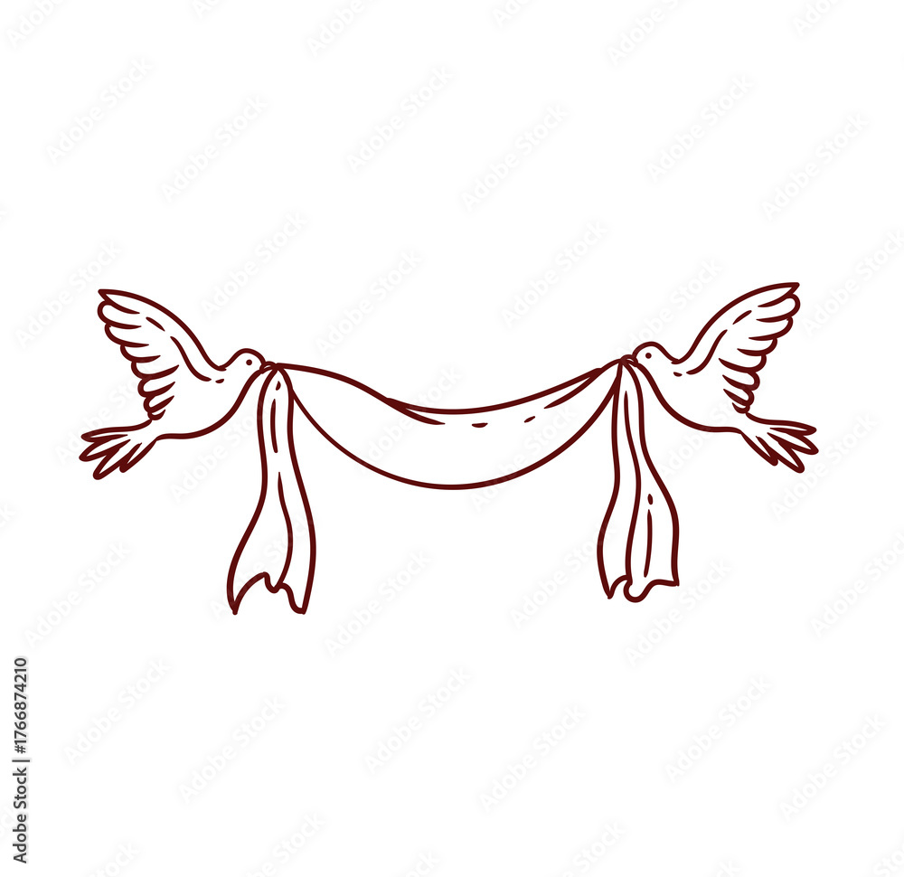 Obraz premium Original hand-drawn illustration featuring a minimalist dove. Illustrations for posters, cards, and graphic design.
