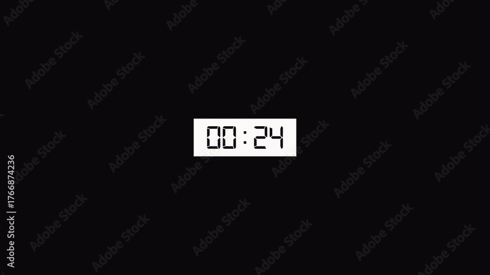 Digital countdown timer 30 seconds animation from 30 to 0 second on transparent background, thirty seconds countdown,countdown timer,countdown in 4k.