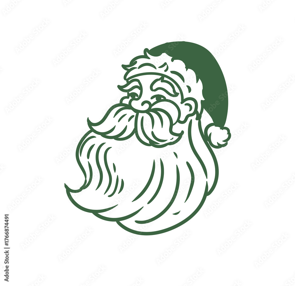 Fototapeta premium Original hand-drawn illustration of Santa Claus on Christmas Day in a minimalist style. Illustrations for posters, cards, and graphic design.