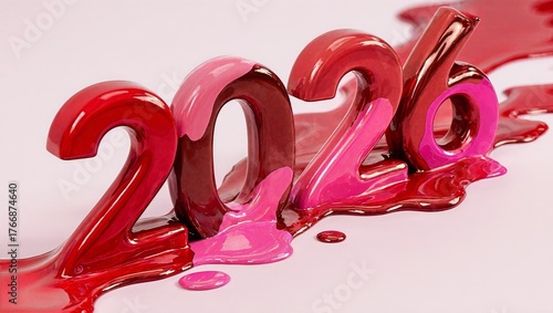 Melting Lipstick 2026 Numbers in Glossy Reds and Pinks on Clean White Cosmetic Branding Background