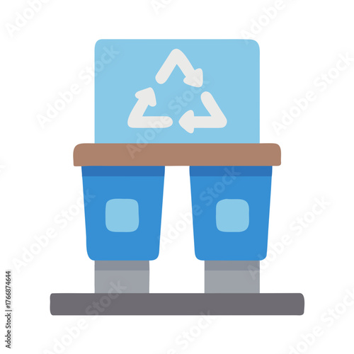 Illustrated recycling bin icons representing sustainable waste management and environmental consciousness