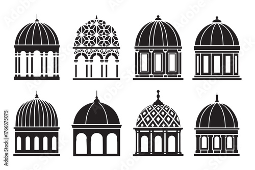 domes set black and white architectural dome silhouettes vector ai eps jpeg png