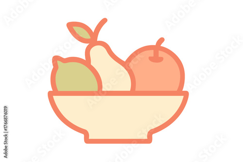 Fresh fruit arrangement featuring pear, apple, and citrus in a serving bowl