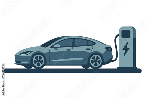 Electric vehicle charging at a public station promoting sustainable transportation and future mobility