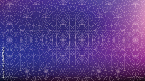 Geometric Art Deco Pattern with Gradient Purple Blue