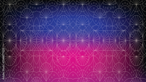 Geometric Art Deco Pattern with Gradient Blue