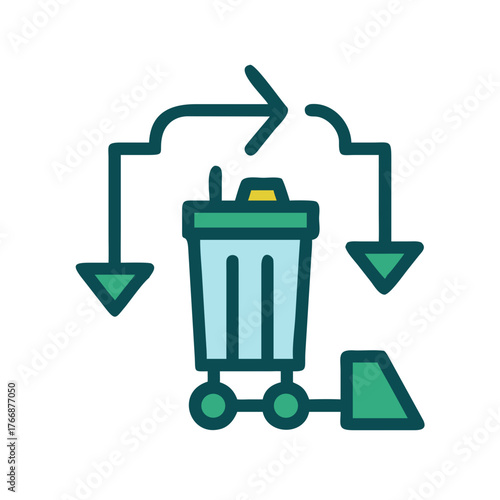 Recycling bin icon illustration, concept for environmentally friendly waste disposal and recycling process
