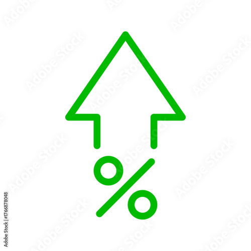 Green up arrow percentage increase icon