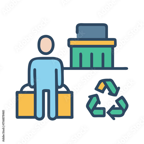 Person delivering packages to a recycling center, symbolizing environmental responsibility and sustainability