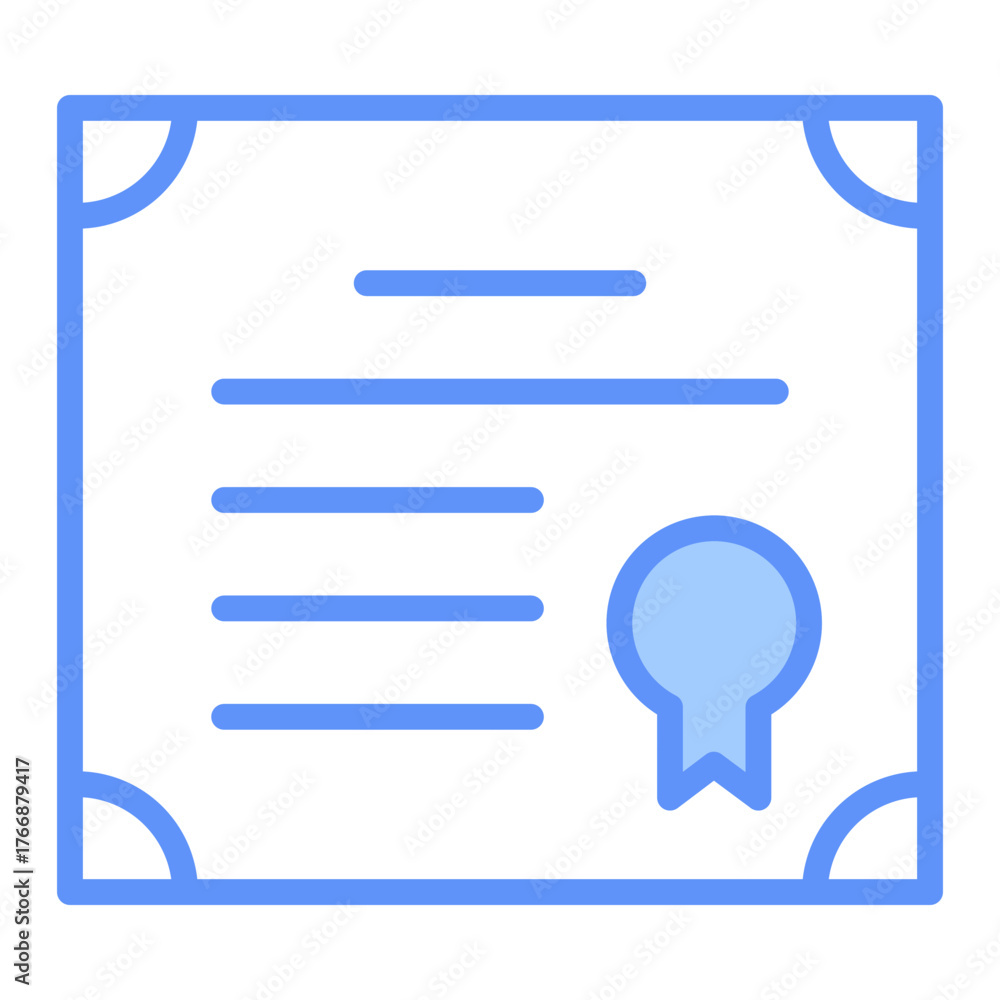 Fototapeta premium Certificate Outline Blue Color Icon