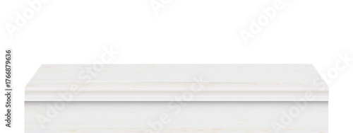 Wood white table perspective view, kitchen top made of brown timber, wooden surface of desk on transparent background. Tabletop interior . Vector