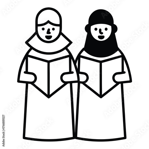 carol singers Christmas elements vector icon, christmas  collection