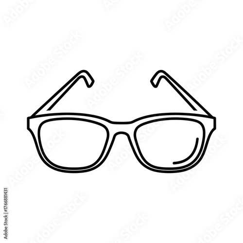 Eyeglasses outline illustration showing frame and lens for vision correction or eye protection