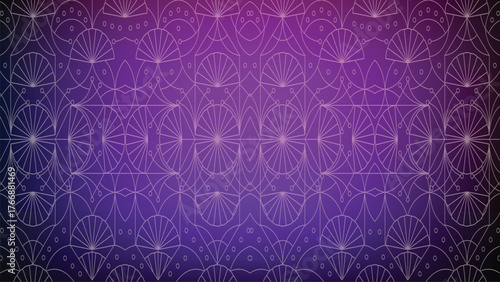 Intricate Geometric Pattern with Circles Arcs a Vibrant Purple Gradient