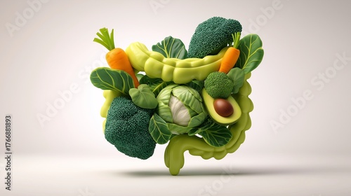 Gut Health Concept with Fresh Vegetables and High Fiber Nutrition