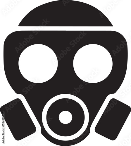 Gas Mask Icon Vector Illustration: Protective Gear, Breathing Apparatus, Emergency Equipment, Safety Device Design on Transparent Layered Area