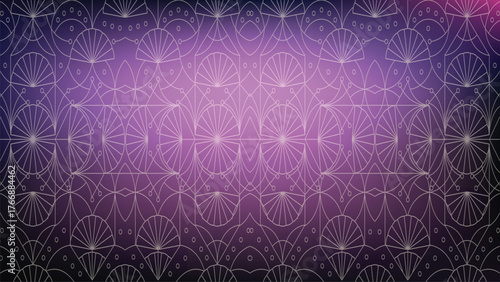 Purple gradient geometric pattern with thin line design abstract art deco