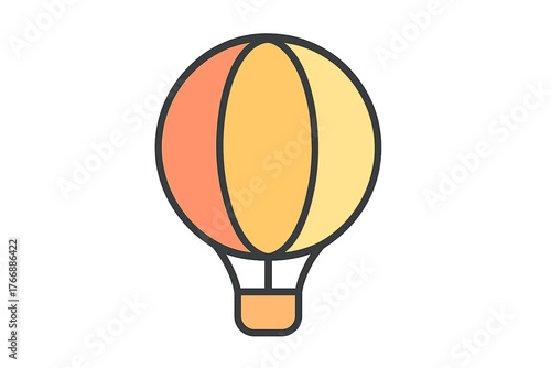 Simple colorful hot air balloon representing flight, travel, and adventure