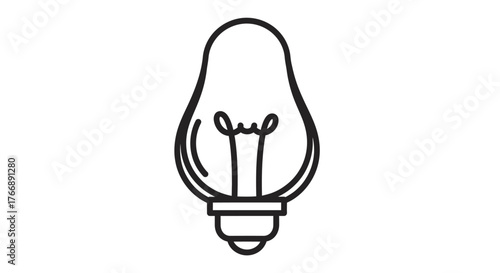 Simple line art icon of an elongated incandescent light bulb.
