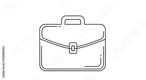 Outline Drawing of a Classic Leather Briefcase with Handle and Clasp.