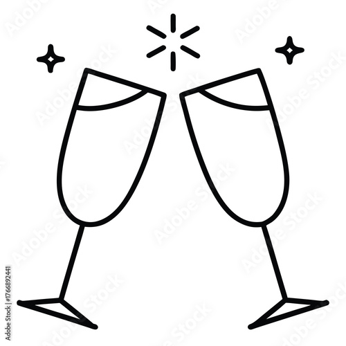 festive toast Christmas elements vector icon, christmas  collection