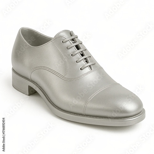 Metallic silver oxford shoe isolated on white background