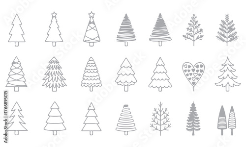 Christmas Vector Elements collection featuring festive icons such as Santa, reindeer, snowman, trees, gifts, and ornaments. Perfect for holiday cards, posters, invitations, and seasonal design project