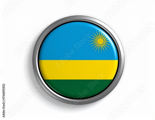 Rwanda Flag Button with Sun Emblem on White Background Free Download Rwanda Flag Button with Sun Emblem on White Background - GFXLoad