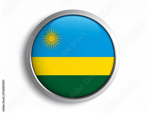 Rwanda Flag Button with Sun Emblem on White Background Free Download Rwanda Flag Button with Sun Emblem on White Background - GFXLoad