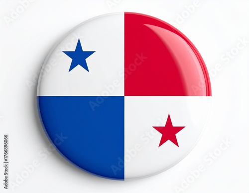 Free Download Panama Flag Button with Red and Blue Stars on White Background - GFXLoad