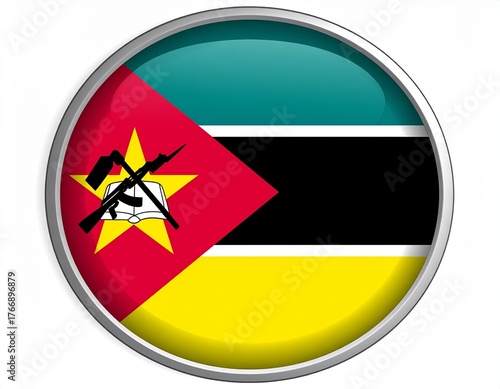 Free Download Mozambique Flag Button on White Background - GFXLoad