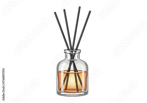 Fragrance diffuser transparent bottle liquid  black aroma sticks