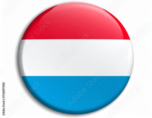 Luxembourg Flag Button on White Background