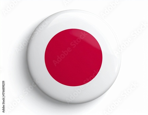 Japan Flag Button on White Background