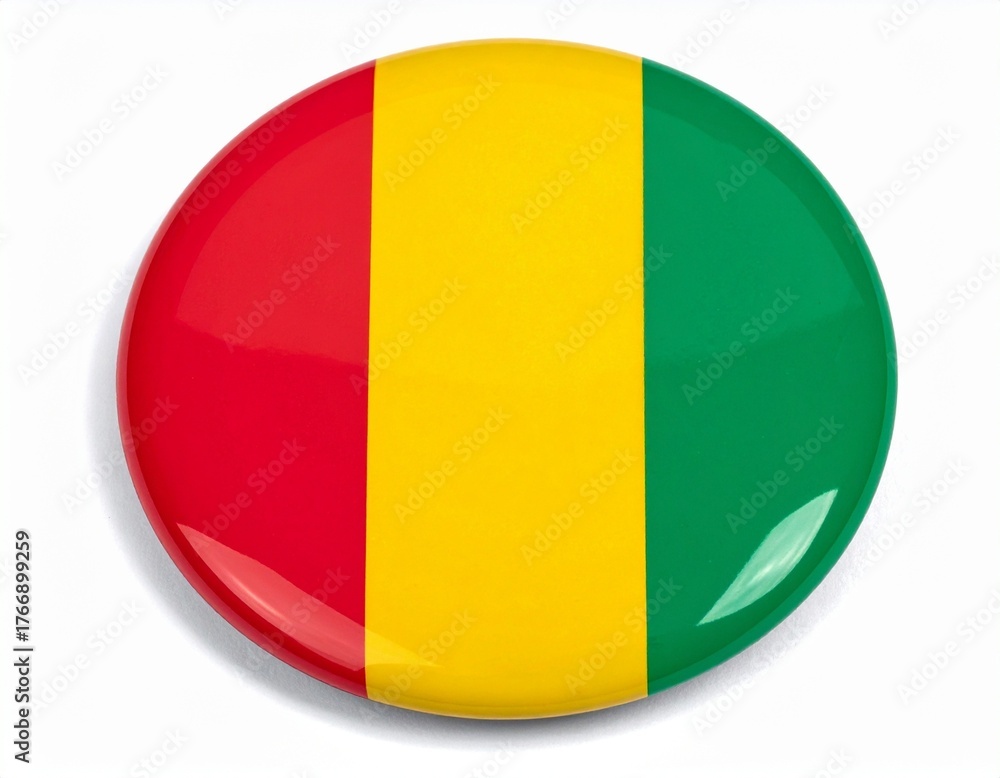 Fototapeta premium Guinea Flag Button on White Background