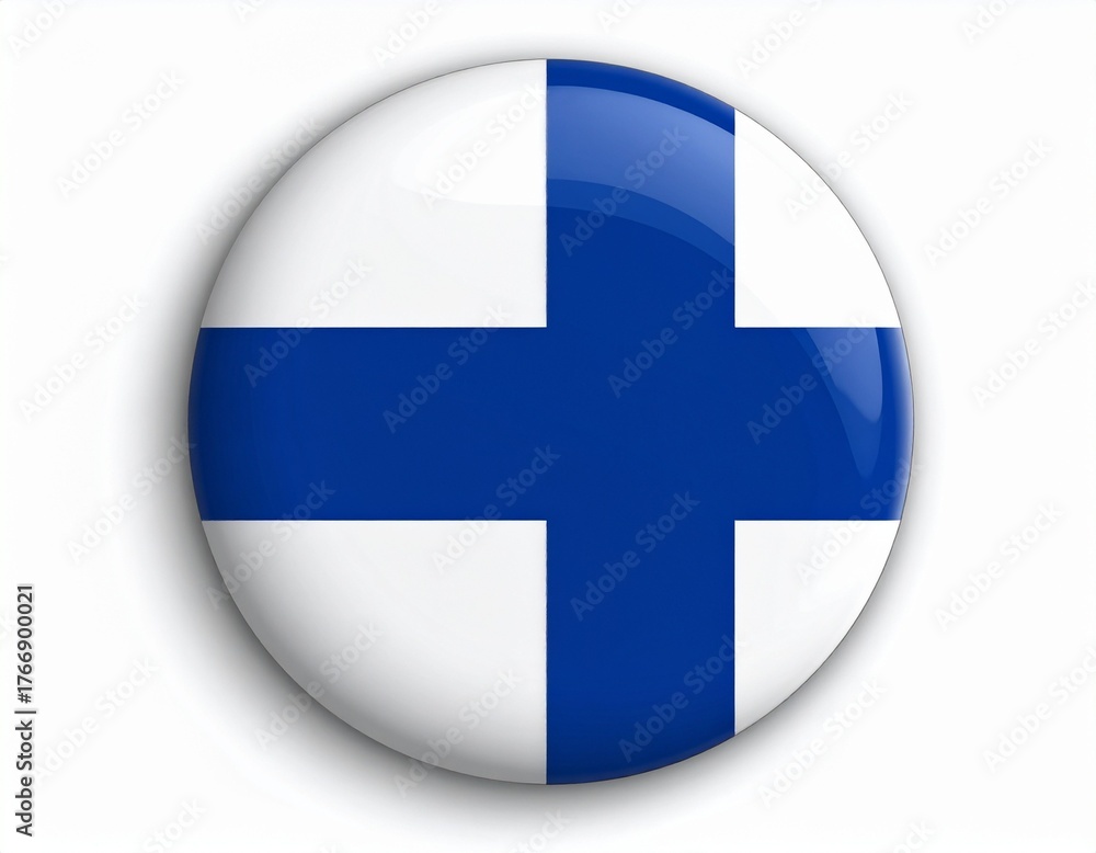Obraz premium Finland Flag Button on White Background