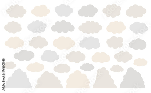 くすみカラーの雲型のもくもくフレームセット