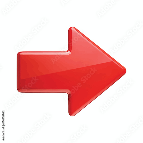 Glossy red right arrow symbol for navigation and directional cues vector