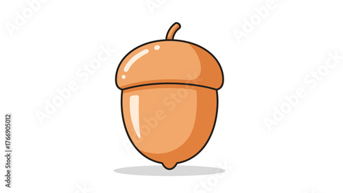 Vector illustration of an acorn with a soft shadow, isolated on a clean white background.