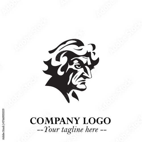 Elegant Old Woman Logo Symbol in Black on White Background with Classic and Minimalist Design
