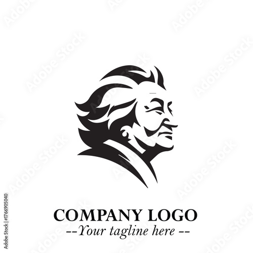 Elegant Old Woman Logo Symbol in Black on White Background with Classic and Minimalist Design
