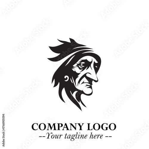 Elegant Old Woman Logo Symbol in Black on White Background with Classic and Minimalist Design
