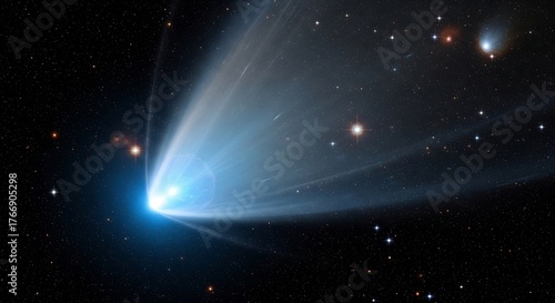 bright comet streaking through deep space