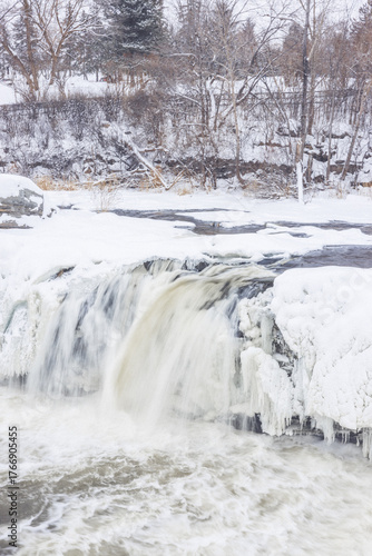 Hog's Back Falls frozen in winter Ottawa, Ontario, Canada