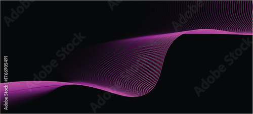 Abstract wavy grey smooth stream element for design on transparent black background isolated. Abstract business wave lines. Design element. Vector illustration.