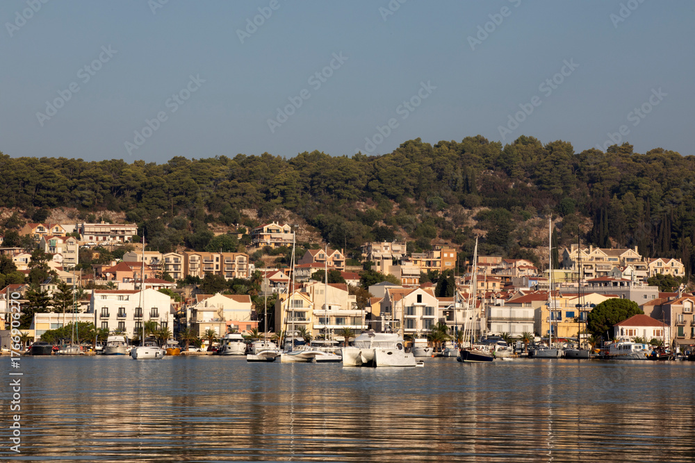 Fototapeta premium Kefalonia - Greece - August 15, 2025: Argostoli town view, Kefalonia, Greece.